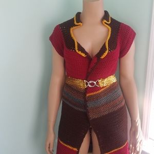 Handmade crocheted cardigan.